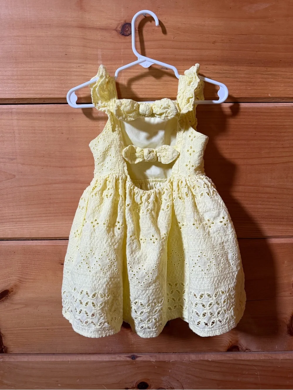 Blueberi Boulevard Yellow Eyelet Dress with Elastic Waist